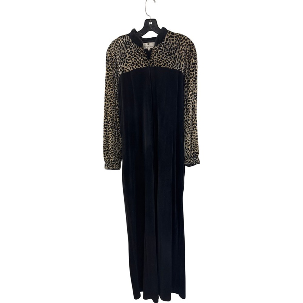 Saks Fifth Avenue Vintage Velvet Leopard Print Housecoat Dress M